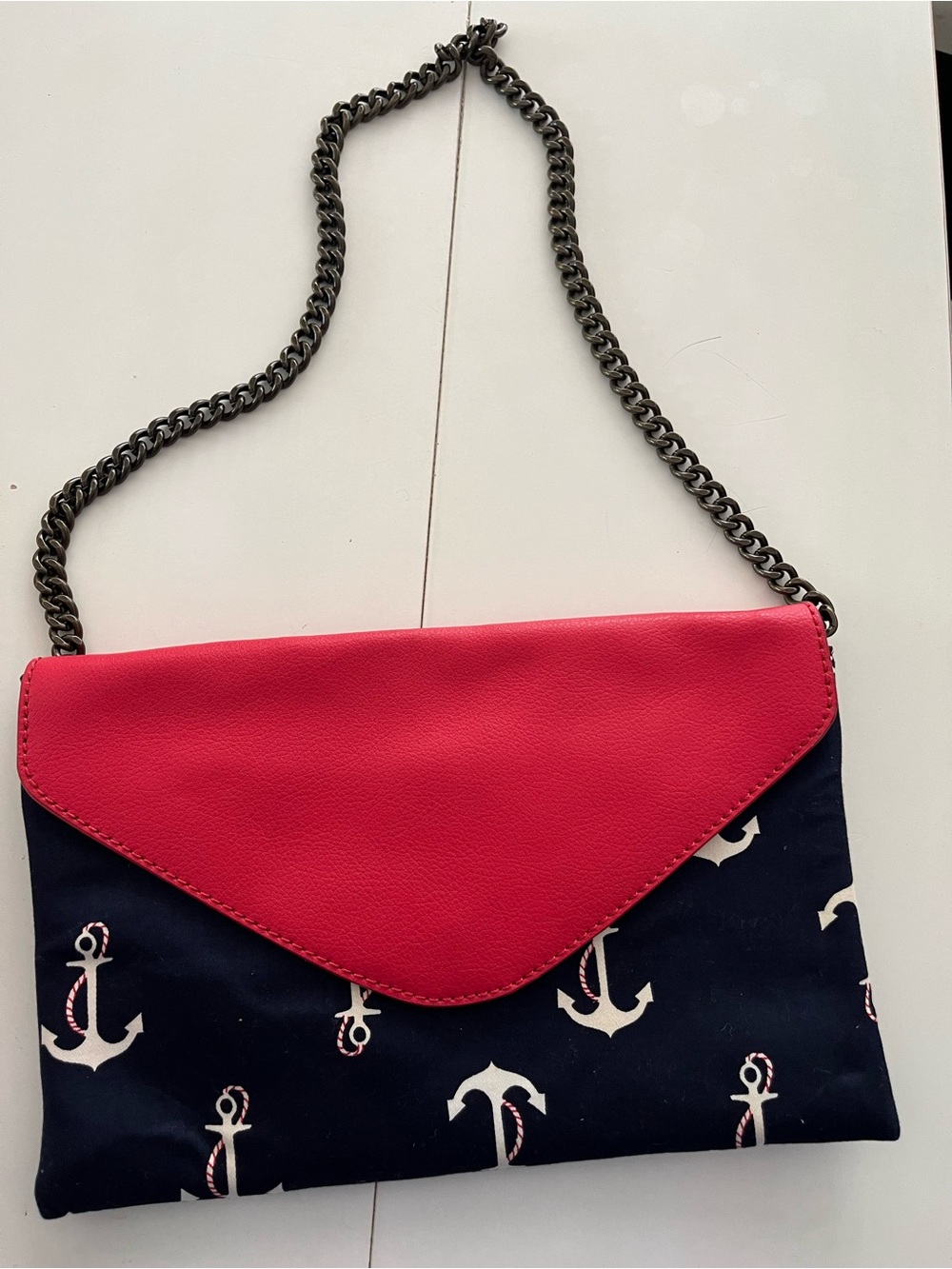 J Crew Red and Navy Anchor Crossbody Clutch - Women Bags